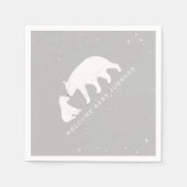 Mama Baby Bear Gray Winter Baby Shower Serviette (Vorderseite)