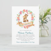 Mama Baby Bear Watercolor Blumengarnitur Babydusch Einladung (Stehend Vorderseite)