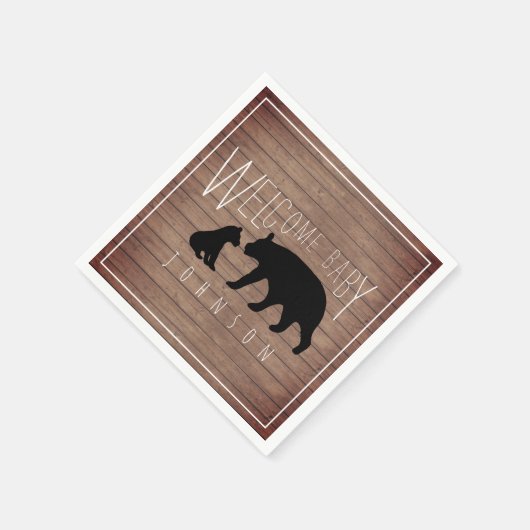 Mama + Baby Bear Wood Baby Dusche Serviette (Ecke)