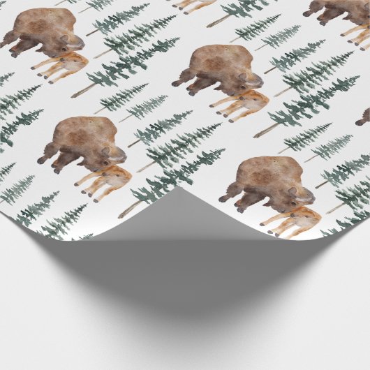 Mama Baby Bison Geschenkpapier (Ecke)