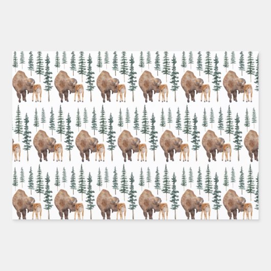 Mama Baby Bison Geschenkpapier Set (Vorderseite 2)