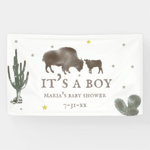 Mama Baby Buffalo Cactus Boy Baby Dusche Banner