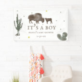 Mama Baby Buffalo Cactus Boy Baby Shower Banner (Insitu)
