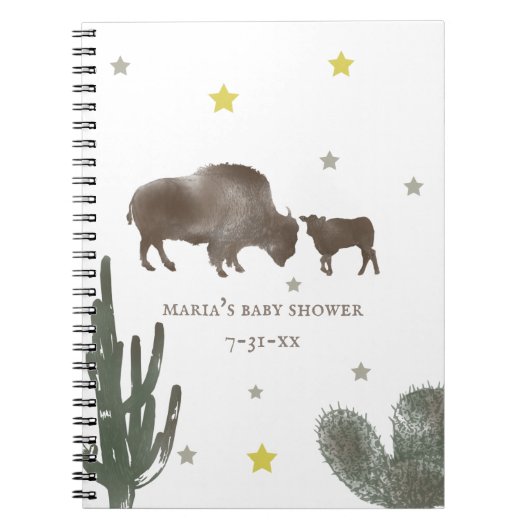 Mama Baby Buffalo Cactus Boy Baby Shower Guest Notizblock (Vorderseite)