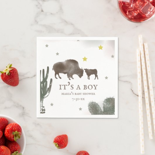 Mama Baby Buffalo Cactus Boy Baby Shower Napkins Serviette (Beispiel)
