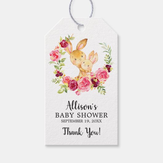 Mama & Baby Bunny Dusche Gefallen Geschenk Tag Geschenkanhänger (Vorderseite)