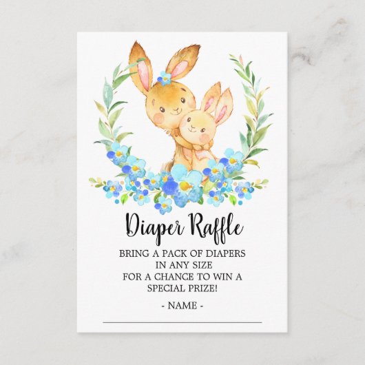 Mama & Baby Bunny Dusche Windeln Raffle Ticket Begleitkarte (Vorderseite)