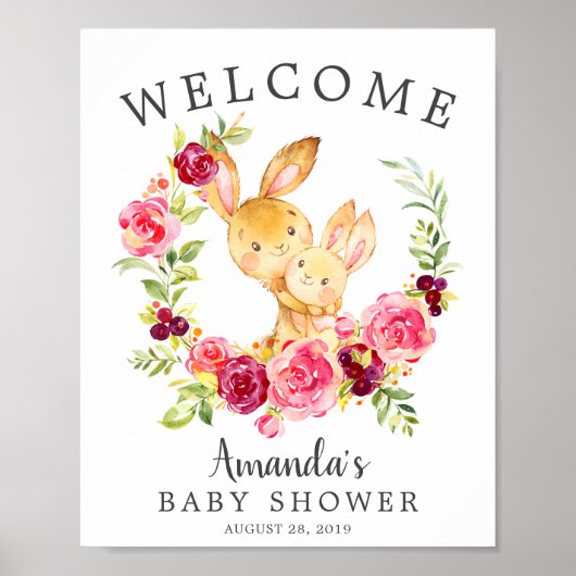 Mama & Baby Bunny Welcome Baby Showplakat Poster (Vorne)