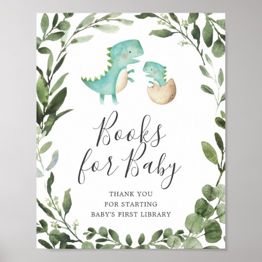 Mama Baby Dinosaur Babydusche Bücher für Babysigna Poster (Vorne)