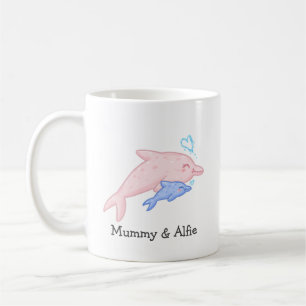 Mama & Baby Dolphin - Personalisierte Familie Kaffeetasse