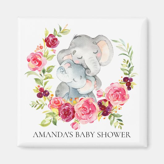 Mama & Baby Elephant Baby Dusche Gefallen Magnet (Vorne)