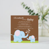 Mama & Baby Elephant Baby Showboy oder Girl Einladung (Stehend Vorderseite)