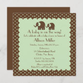 Mama & Baby Elephant Babydusche Einladung (Vorne/Hinten)