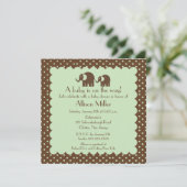 Mama & Baby Elephant Babydusche Einladung (Stehend Vorderseite)