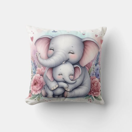 Mama & Baby Elephant Kissen (Vorderseite)