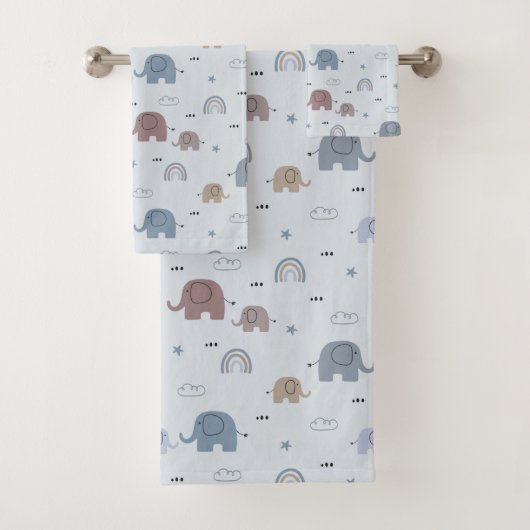 Mama & Baby Elephant Pattern Badetuch Set (Insitu)