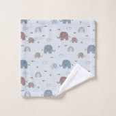 Mama & Baby Elephant Pattern Badetuch Set (Waschlappen)