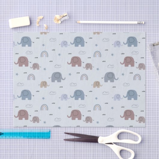 Mama & Baby Elephant Pattern Gewebe Papier (Handwerk)