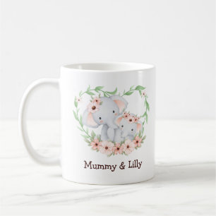 Mama & Baby Elephant - Personalisierte Familie Kaffeetasse