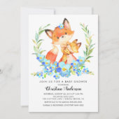 Mama & Baby Fox Babydusche Einladung (Vorderseite)