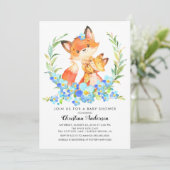 Mama & Baby Fox Babydusche Einladung (Stehend Vorderseite)