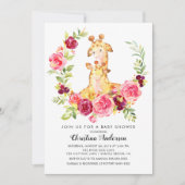 Mama & Baby Giraffe Babydusche Einladung (Vorderseite)