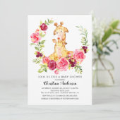 Mama & Baby Giraffe Babydusche Einladung (Stehend Vorderseite)