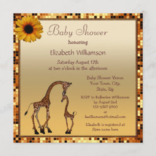 Mama & Baby-Giraffe Gold Save the Date Baby-Shower Einladung
