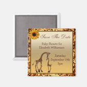 Mama & Baby Giraffe Gold Save the Date Kinderdusch Magnet (Vorderseite/Rückseite)