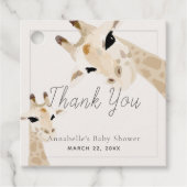Mama & Baby Giraffe Kinderdusche Vielen Dank Geschenkanhänger (Vorderseite)