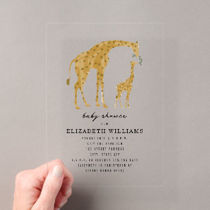 Mama & Baby-Giraffe neutrale Babyparty-Einladung Acryleinladungen