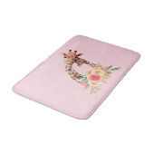 Mama & Baby Giraffe Niedliche Wasserfarbe Badematte (Schrägansicht)