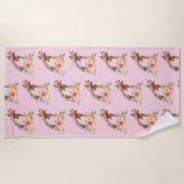 Mama & Baby Giraffe Pair Niedliches Aquarellmuster Strandtuch (Vorderseite)