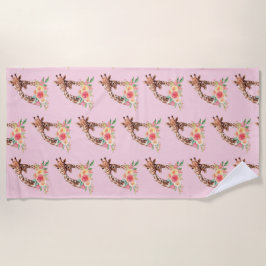 Mama & Baby Giraffe Pair Niedliches Aquarellmuster Strandtuch