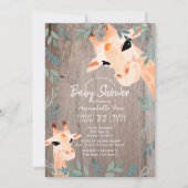 Mama & Baby Giraffe Rustic Wood Baby Dusche Einladung (Vorderseite)