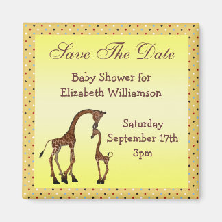 Mama & Baby Giraffe Save the Date Kinderdusche Magnet