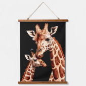Mama & Baby Giraffe Wasserfarbe Wandteppich Mit Holzrahmen (Vorderseite)