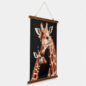 Mama & Baby Giraffe Wasserfarbe Wandteppich Mit Holzrahmen (Gewinkelt)