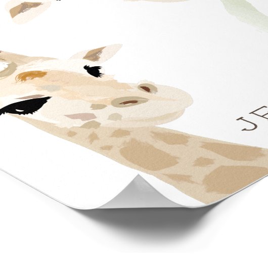 Mama & Baby Giraffe Wasserfarben Kinderzimmer Art Poster (Ecke)