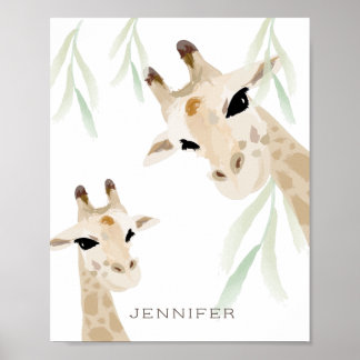 Mama & Baby Giraffe Wasserfarben Kinderzimmer Art Poster