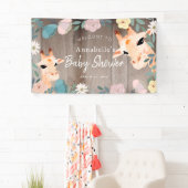 Mama & Baby Giraffe Wood Floral Baby Dusche Willko Banner (Insitu)