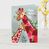 Mama & Baby Giraffen Niedliche Muttertagskarte Karte (Gelbe Blume)