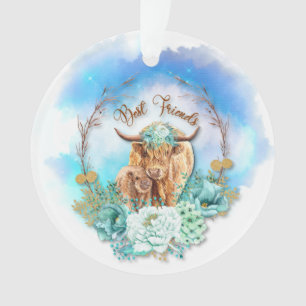 Mama Baby Highland Cows Floral  Ornament