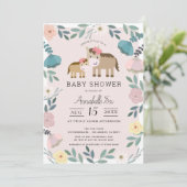 Mama & Baby Horse Pink Blumengarten Kinderdusche Einladung (Stehend Vorderseite)