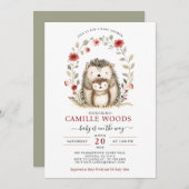 Mama Baby Igel Kinderdusche Einladung (Vorne/Hinten)