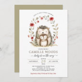 Mama Baby Igel Kinderdusche Einladung (Vorne/Hinten)