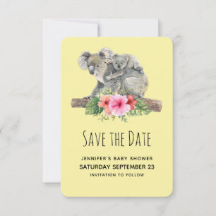 Mama & Baby Koala Bears Niedlich Watercolor Babydu Save The Date