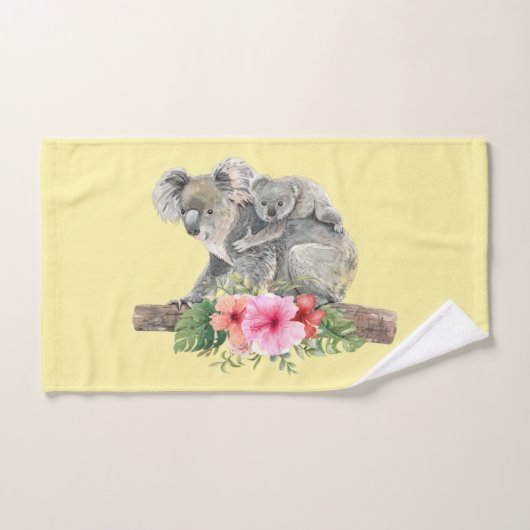 Mama & Baby Koala Bears Niedlich Watercolor Badhandtuch Set (Handtuch)