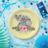 Mama & Baby Koala Bears Niedlich Watercolor Pappteller (Party)
