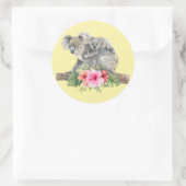 Mama & Baby Koala Bears Niedlich Watercolor Runder Aufkleber (Tasche)